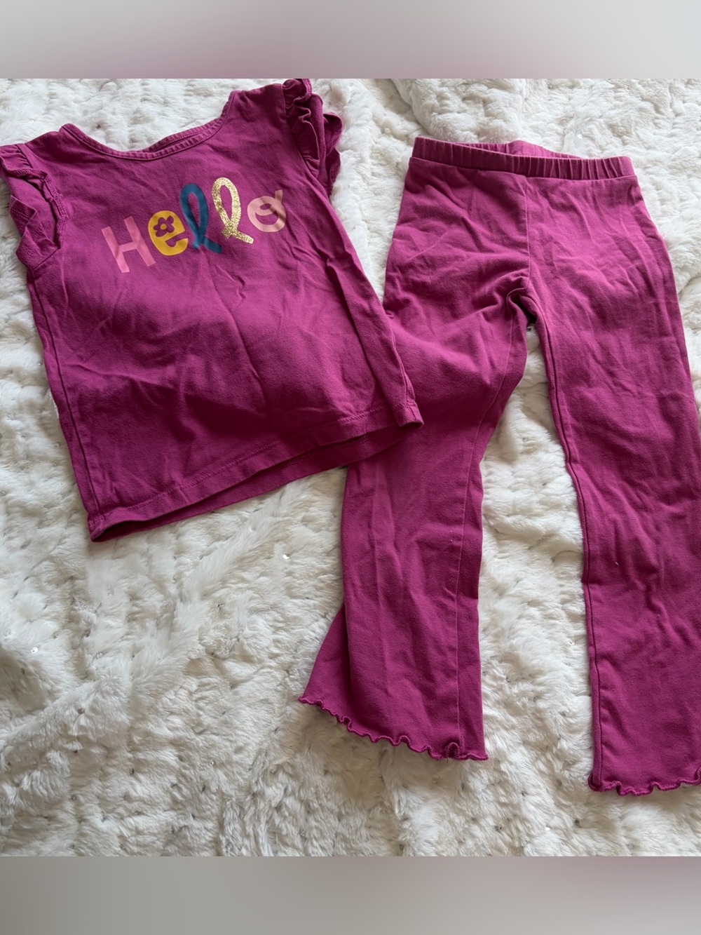 💜 365 Kids Girls 2-Piece Purple “Hello” Outfit